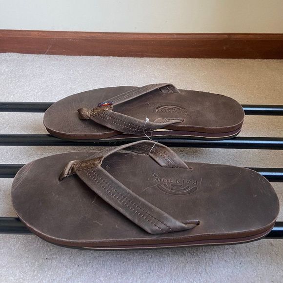 RAINBOW Men Premium Leather Double Layer Sandals - NEW NWOB NWOT - Picture 2 of 7